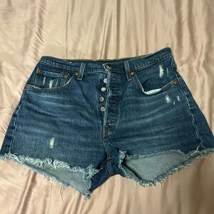 LEVIS- Denim Blue Women's Distressed Shorts